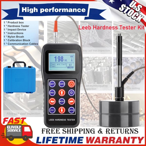 eLabPal Portable Leeb Hardness Tester Kit 7-in-1 Test Block Hardness