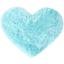 sourcing map Rug Living Room Bedroom Heart Shape High Pile Long Pile Rugs Faux Sheepskin Rug Faux Fur Decorative Fur Rug 70 x 90 cm Light Blue