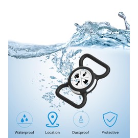 AmxminaID Waterproof Airtag Holder for Dog Collar, Airtag Tracker Protective Case, Airtag Holder for Dog Collar, Silicone Soft Lightweight airtag Holder (Black, Large)