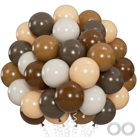 100pcs Brown Balloons - 12 Inch Dark Brown Beige Coffee Sand White & Neutral Balloons for Birthday, Boho Safari Baby Shower, 2025 Graduation Party Decoration (66ft Ribbons)