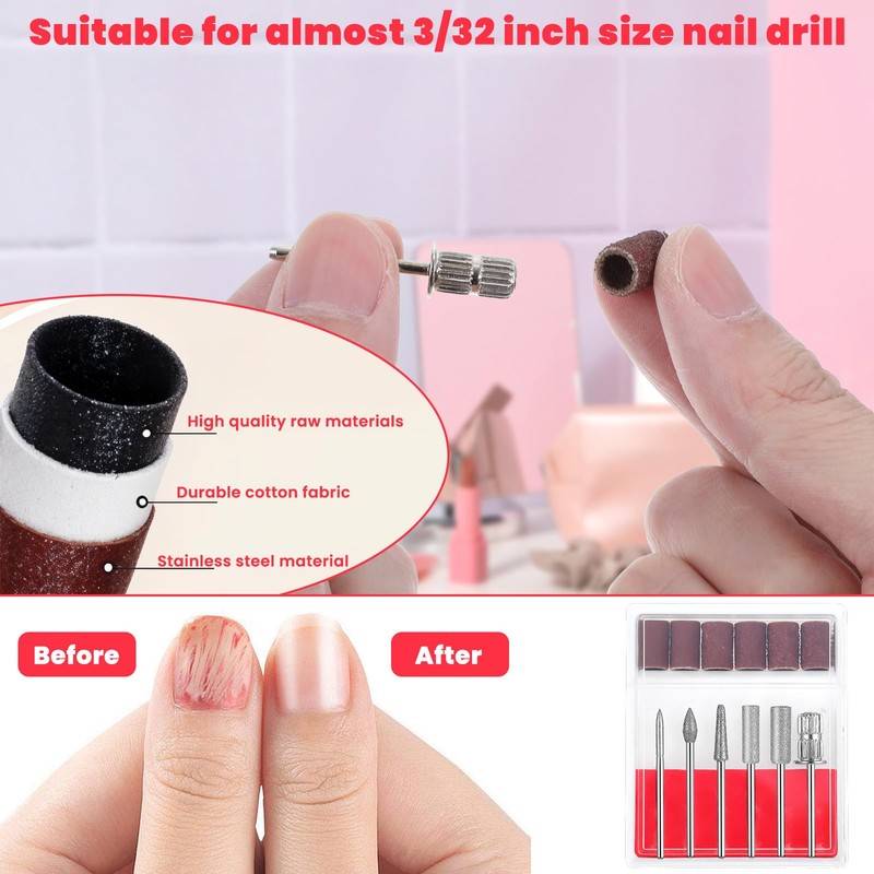 Xinjoduz 6 PCS Nail Drill Bits Cuticle Set, Professional Drill