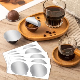 Aluminum Foils Lids Seals to Reuse Nespresso Capsules Coffee Pods, 100Pcs Coffee Pods Cover Seals for Reusable Nespresso Vertuo Capsul