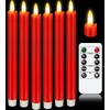 KSWING Upgraded Real Wax LED Flameless Red Taper Candles with