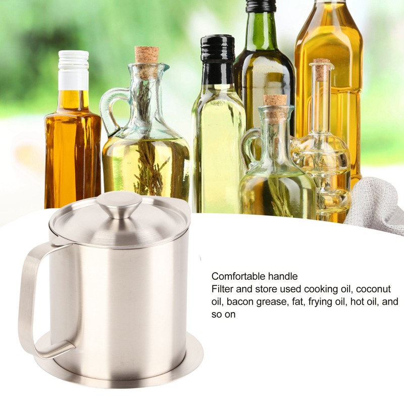 Grease Container 304 Stainless Steel Dustproof Large Capacity Fine Strainer