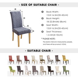 FORCHEER 4 Piece Chair Covers for Dining Room Jacquard Dining Chair Slipcovers Set of 4 Stretch Kitchen Chair Slip Covers Washable (Palace Jacquard-Dark Grey)