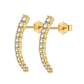 Women's Stud Earrings Silver 925 Small Pea Stud Earrings White Gold/Gold/Rose Gold Earrings Sparkling Stud Earrings Piercing Ear Tragus Lips Jewellery Women Girls Gifts, Silver, Cubic Zirconia