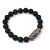 Men's Black Stainless Steel Bracelet with Chinese Ornaments and Agate