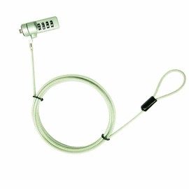 Digio2 セキュリティロック シルバー 4桁ダイヤル式タイプ (ワイヤー長2m、ワイヤーの太さφ4mm) SL-055