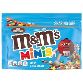 M&M'S Minis Milk Chocolate Christmas Candy, Sharing Size, 9.4 oz Resealable Bulk Candy Bag