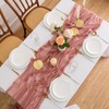 AOKSUNOVA Dusty Rose Cheesecloth Table Runner Boho Table Runner Pink