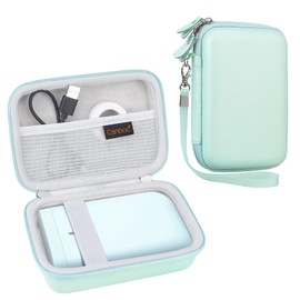 Canboc Hard Carrying Case for NIIMBOT D11 Portable Bluetooth Handheld Label Printer, Mesh Bag fits NiiMbot D11 Label Tape and USB Cable or Other Accessory, Mint Green