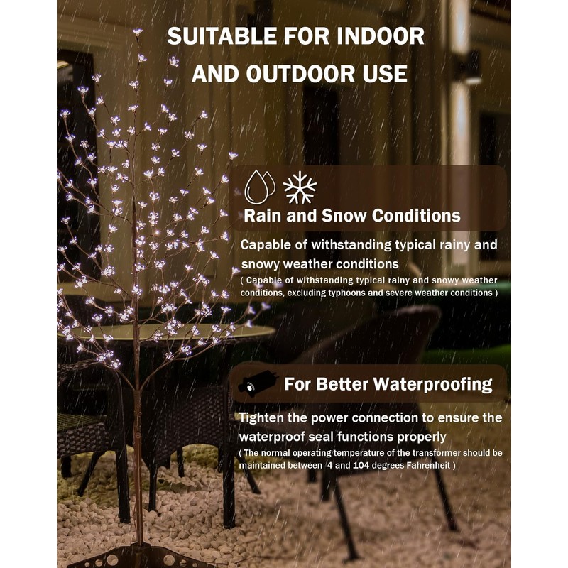 Tybeeu 5ft Lighted Cherry Blossom Tree with 184 Warm White