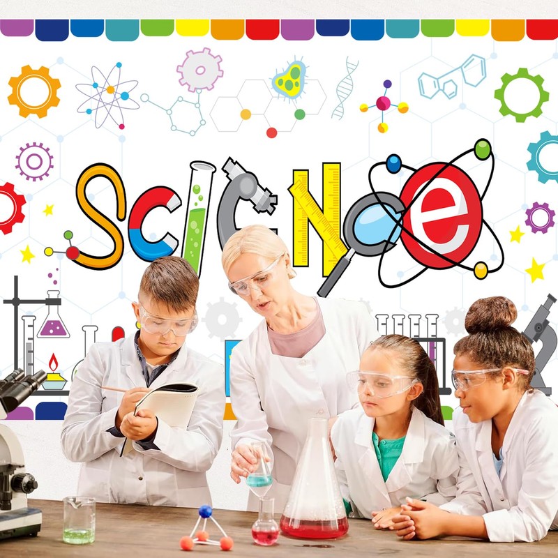 Withu Science Backdrop White Board Cartoon Chemical Equipment Experimental Study