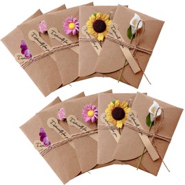 Kraftpapier Umschläge 15 Stück Briefumschläge mit blumen Set, kleine briefumschläge mini für Geldgeschenke Dankeskarten Einladung