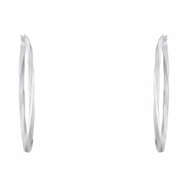 Amor Women's Creole Earrings 925 Sterling Silver with Synthetic Zirconia Silver Comes in Jewellery Gift Box, Silver, No Gemstone