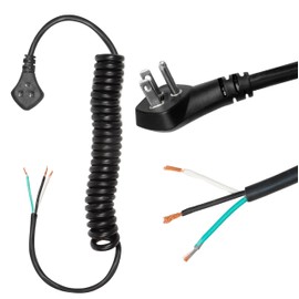 Iron Forge Cable Coiled Replacement Extension Cord 6 ft - 14 Gauge 15 Amp Heavy Duty Power Extension Cords - SJEOW Oil Resistant & Flat Plug Cord Replacement 3 Prong Retracting Coil Cord - Black