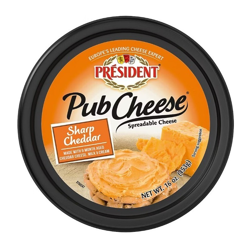 President Pub Cheese by President Sharp Cheddar Spreadable Cheese and