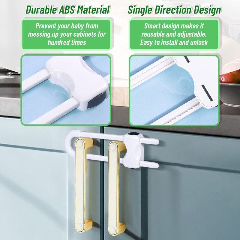 6 Packs Sliding Cabinet Locks, Modacraft Baby Proofing U-Shaped Child