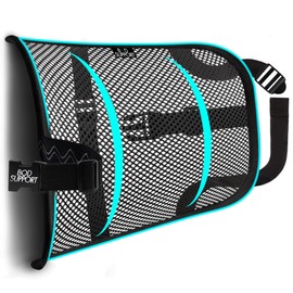 Lumbar Support - Breathable Mesh Office & Car Chair Back Support with Double Adjustable Straps for All-Day Comfort