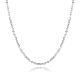 Silver Chain for Men - Rope Chain for Men 2mm Silver Chain Necklace for Men Diamond Cut Mens Silver Chain Sterling Silver Necklace for Men Sterling Silver Chain 20 Inch Rope Chain for Men Mens Jewelry