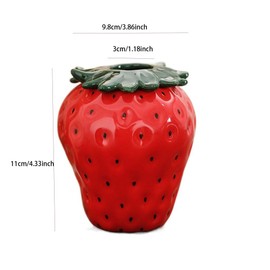 Strawberry Flower Vase, Vintage Inspired Strawberry Vase, Decorative Ceramic Vase, Creative Ceramic Strawberry Pot, Unique Strawberry Shaped Planter Pot Suitable for Living Room,Kitchen