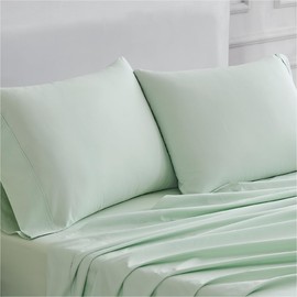 Linen Closet Luxury Cotton 400 Thread Count Ultimate Cotton Percale Standard Pillowcases, Set of 2, Sage Green