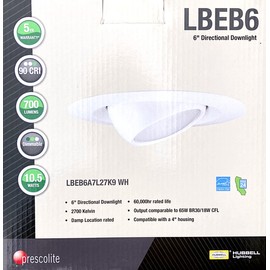 Hubbell 67279 - LBEB6A7L27K9 WH PRESCOLITE LED Recessed Can Retrofit Kit with 5