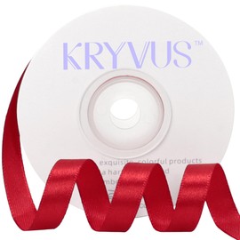 Kryvus Red Satin Ribbon, 10mm x 22M Single Face Red Ribbon, Solid Color Satin Ribbon Perfect for Gift Wrapping, Crafts, Bow Making, Sewing and Wedding Decorations