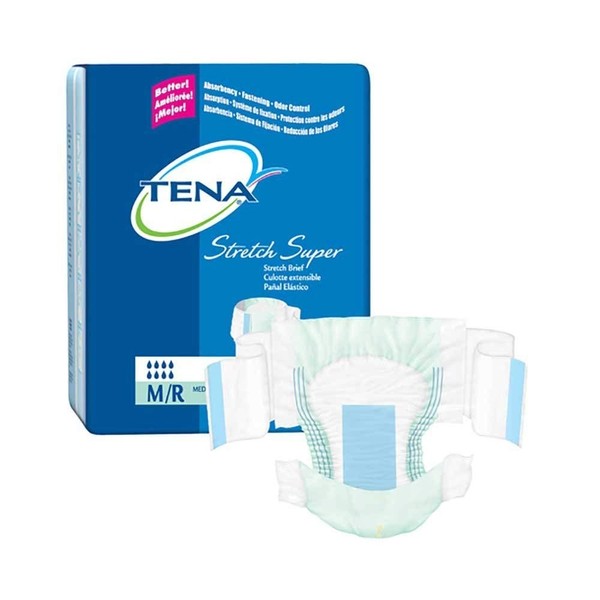 Tena Stretch Brief, Super Absorbency Case of 56 Size Medium/Regular Waist Size 33-52' SCA Hygiene Products SCT67902.