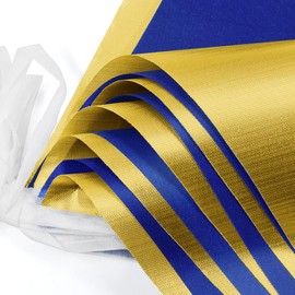 66ft Bunting Banner, Blue Gold Bunting Flags Polyester Fabric Bunting Garland 52pcs Waterproof Flags Reusable Bunting for Home Outdoor Birthday Wedding Party Decoration
