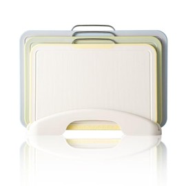 Cutting Boards for Kitchen, Cutting Board Set of 3 with Stand Charcuterie Chopping Boards, Plastic Cutting Board for Kitchen Dishwasher Safe with Storage Stand