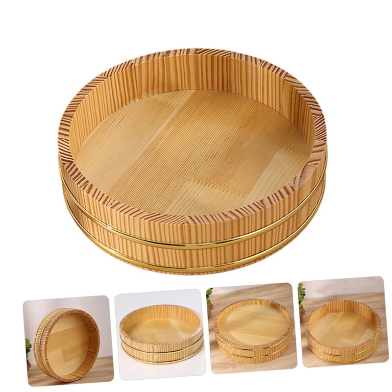 MAGICLULU Traditional Sushi Oke Japanese Wooden Sushi Rice Mixing Bowl