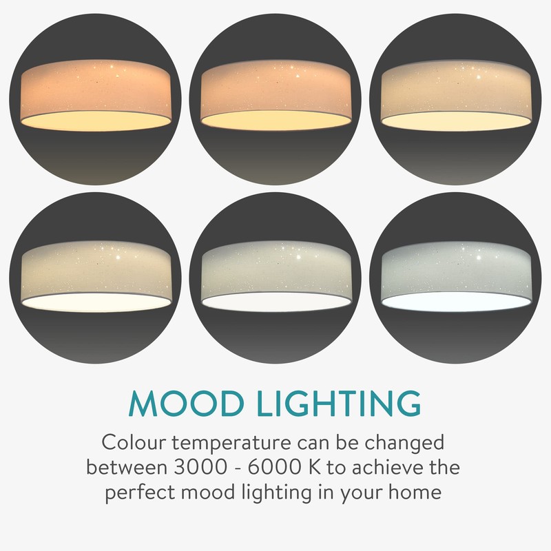 Navaris Flush Mount Ceiling Light - 12.6" Diameter Drum Lamp