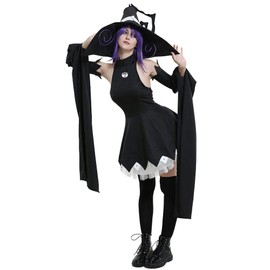 miccostumes Women's Costume Cat Witch Cosplay Dress Set Extra Large Black