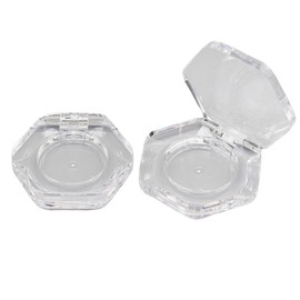 2Pcs Empty Eyeshadow Cases Hexagonal Eye Shadow Pans Plastic Eye Make up Container Refillable Eyeshadow Makeup Palette for Travel and Daily Use(Transparent)