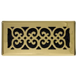 Decor Grates SPH410 Floor Register, 4x10, Polished Brass Finish