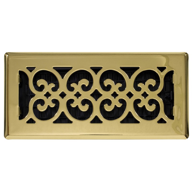 Decor Grates SPH410 Floor Register, 4x10, Polished Brass Finish