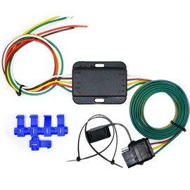 CARROFIX Non-Powered Taillight Converter with 20" Inches Leads and 60" Inches 4-Wire Flat Extension Vehicle End Connector
