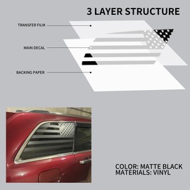 Rear Window American Flag Decals for Car SUV Trucks,Universal Black Back Side Window USA Flag Vinyl Sticker, Free Installation Tools, （Size 29" x 16"）