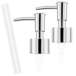 2pack Silver Soap Dispenser Pump Replacement - Soap Pump for Lotion & Regular Glass Bottles - Soap Pump Dispenser Top Replacement for Soap Dispenser Pump（Standard Diameter 28/400 Neck Size）