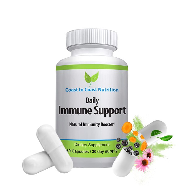 Daily Immune Support Supplement - Immunity Boosting Vitamins - Natural Health Defense Against Colds and More. 60 Capsules 1,119 mg