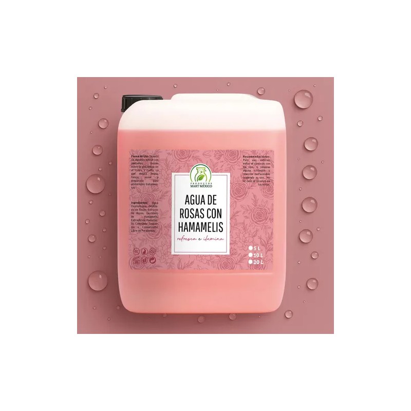 Loción Agua de Rosas Productos Mart Mexico 20L con Hamamelis