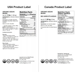 Food to Live Organic Adzuki Beans, 3 Pounds — Whole Raw Dried Azuki Beans (Red Mung Beans)