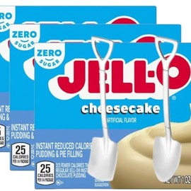 Instant Pudding & Pie Filling Mix 1 oz Box Sugar Free (Pack of 3) with Candy Freezer Mini Metal Spoons (Zero Sugar Cheesecake) Metal Spoons