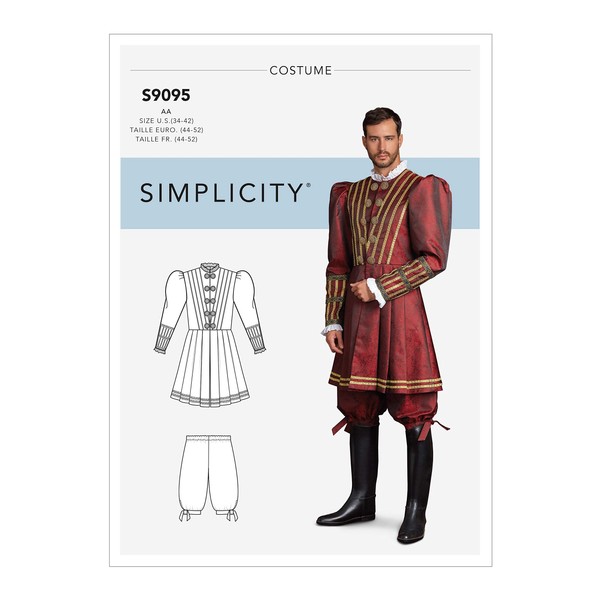 SIMPLICITY Sewing Patterns S9095 Patron de couture pour costume historique pour homme Taille 44-46-48-50-52 BB