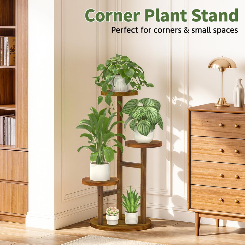 LASZOLA 3 Tiered Wood Plant Stand Indoor Corner, Flower Holder