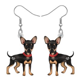 HUAGEO Acrylic Cute Chihuahua Dog Earrings Puppy Pets Dangle Charms Jewelry Comforting Gifts For Women Doggy Lovers Accessories (Black)