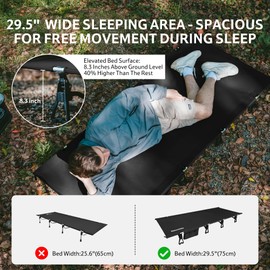 Naturehike Extra Wide GreenWild Camping Cot, Folding Lightweight Camp Cot Bed, Portable Sleeping Bed for Backpacking Travel Beach Home
