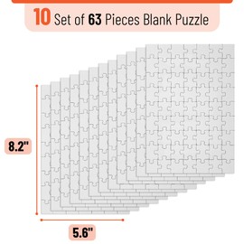Mr. Pen- Blank Puzzle, 10 Pack, 63 Pieces/Pack, 8.2" x 5.6", White Puzzle, Blank Puzzles to Draw on, All White Puzzle, Blank Puzzle Pieces to Write on, Blank Jigsaw Puzzle Pieces
