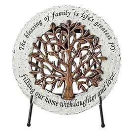 Roman 11070 Indoor or Outdoor Round Stepping Stone with a Filigree Design and an Easel. Inscribed with a Verse